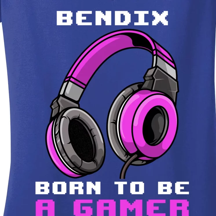 Bendix Born To Be A Gamer Personalized Cute Gift Women's V-Neck T-Shirt