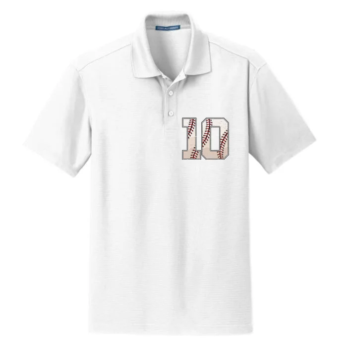 Baseball Birthday Ten 10 Years Old 10th Bday Party Dry Zone Grid Performance Polo