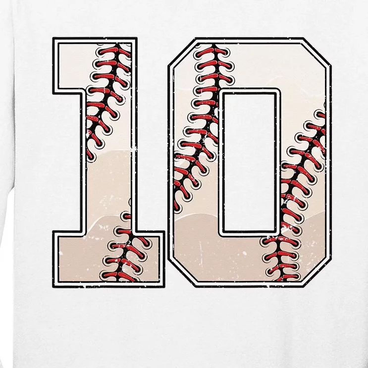 Baseball Birthday Ten 10 Years Old 10th Bday Party Tall Long Sleeve T-Shirt