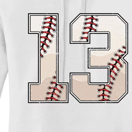 Baseball Birthday Thirteen 13 Years Old 13th Bday Party Women's Pullover Hoodie