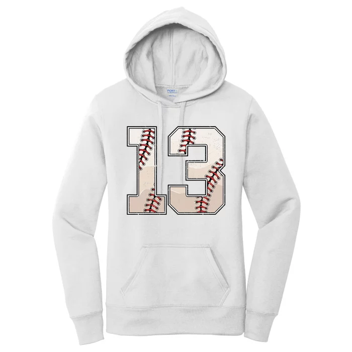 Baseball Birthday Thirteen 13 Years Old 13th Bday Party Women's Pullover Hoodie