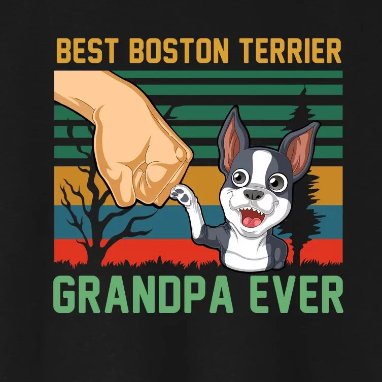 Best Boston Terrier Grandpa Ever Women's Crop Top Tee