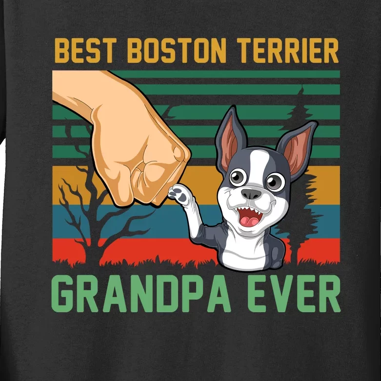 Best Boston Terrier Grandpa Ever Kids Long Sleeve Shirt