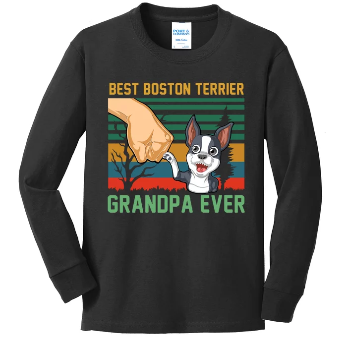 Best Boston Terrier Grandpa Ever Kids Long Sleeve Shirt