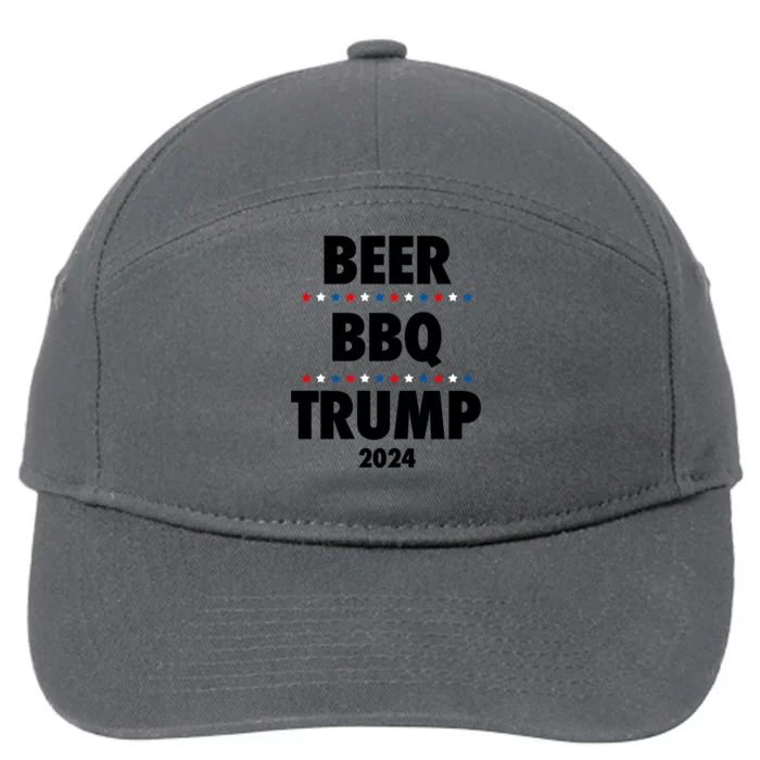 Beer Bbq Trump 2024 Election Gift 7-Panel Snapback Hat