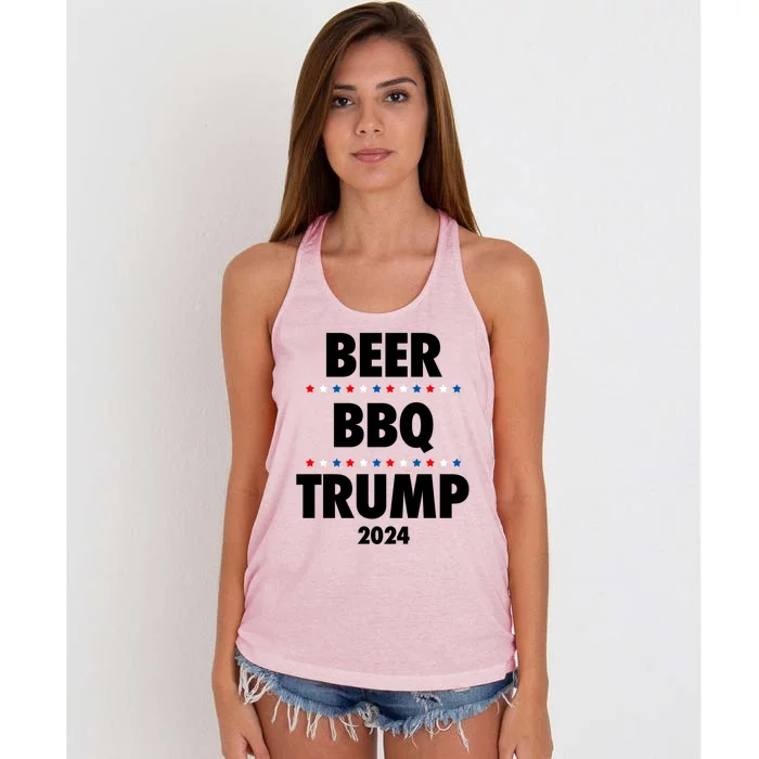 Beer Bbq Trump 2024 Election Gift Women's Knotted Racerback Tank