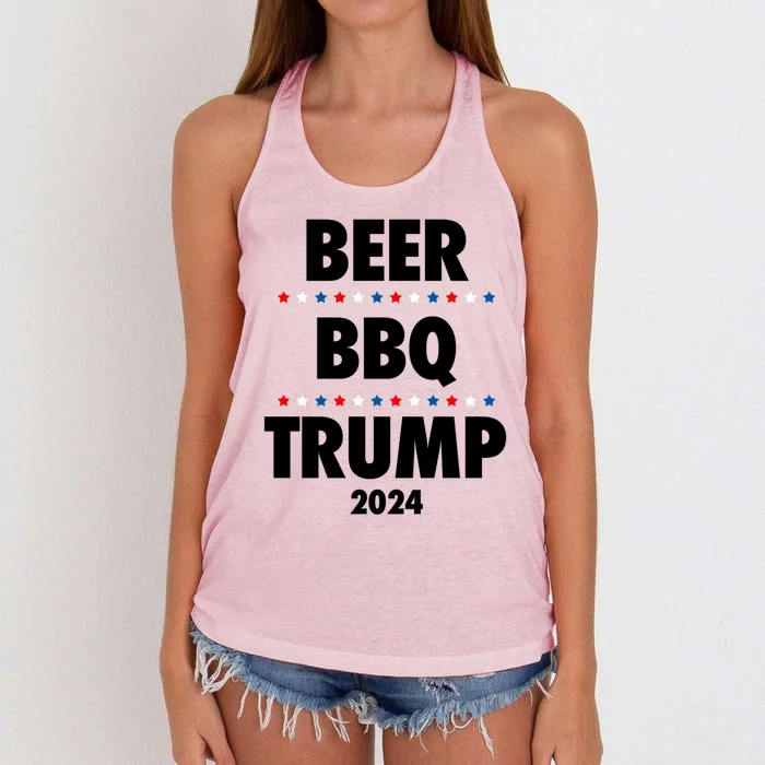 Beer Bbq Trump 2024 Election Gift Women's Knotted Racerback Tank