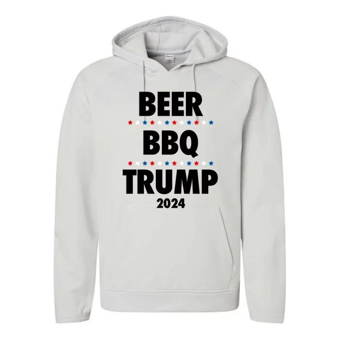 Beer Bbq Trump 2024 Election Gift Performance Fleece Hoodie