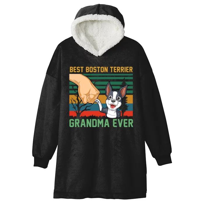 Best Boston Terrier Grandma Ever Hooded Wearable Blanket