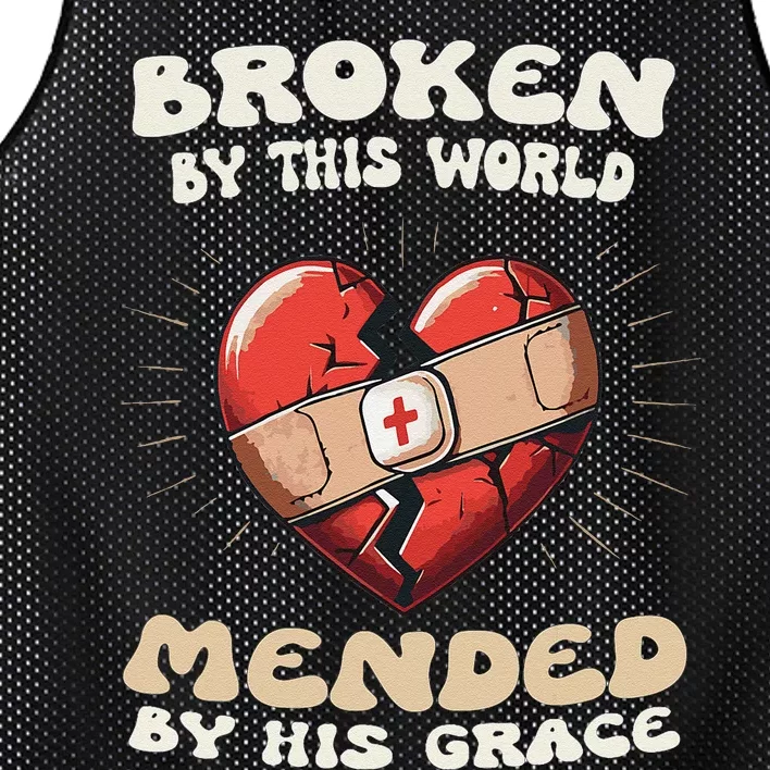 Broken By This World Mended By His Grace. Mesh Reversible Basketball Jersey Tank