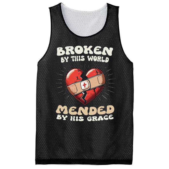 Broken By This World Mended By His Grace. Mesh Reversible Basketball Jersey Tank