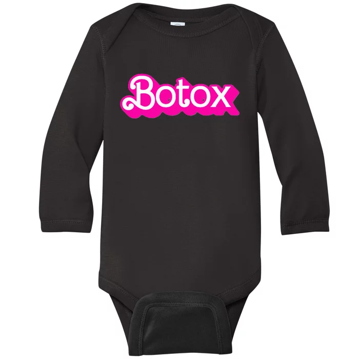 Botox Barb Trending But First Cute Fun Pink Botox Barb Baby Long Sleeve Bodysuit