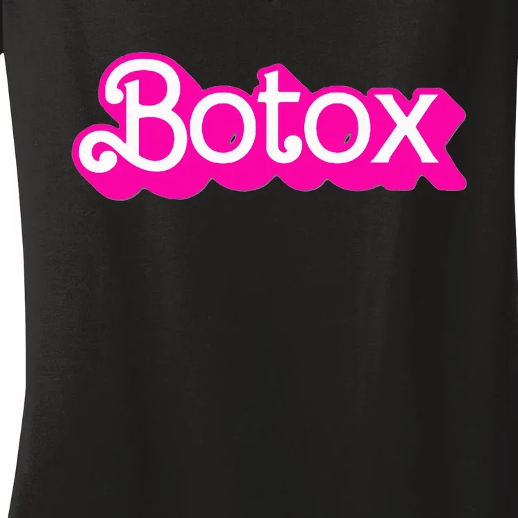 Botox Barb Trending But First Cute Fun Pink Botox Barb Women's V-Neck T-Shirt