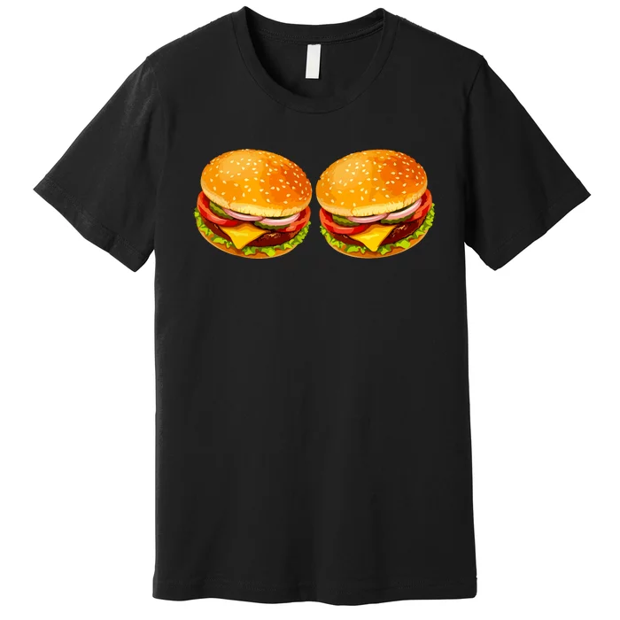 Big Boobs Two Big Hamburger Titty Boobie Premium T-Shirt