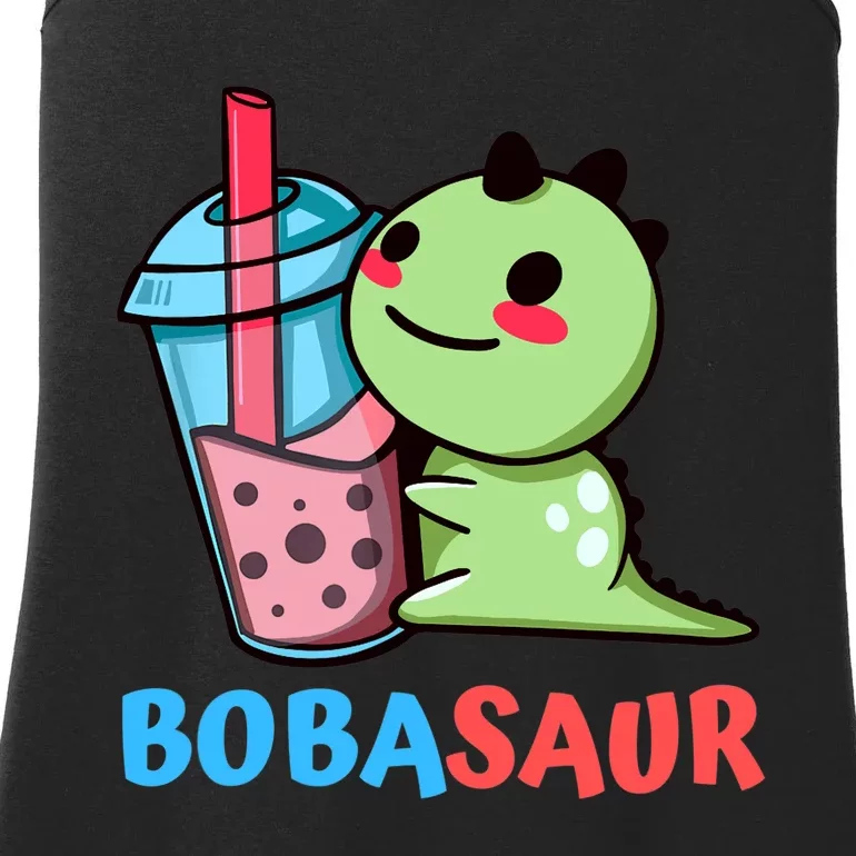 Bobasaur Bubble Tea Boba Dinosaur Kawaii Cute Dino Pun Ladies Essential Tank