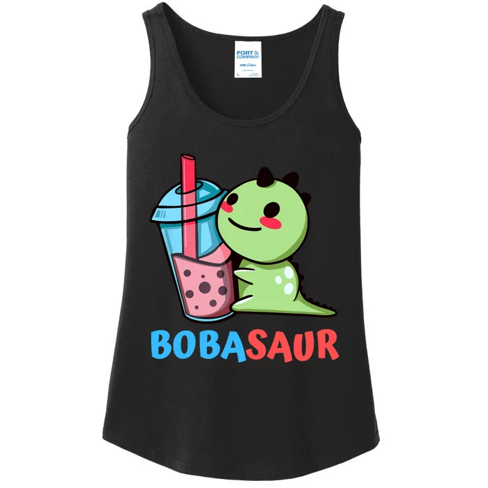 Bobasaur Bubble Tea Boba Dinosaur Kawaii Cute Dino Pun Ladies Essential Tank