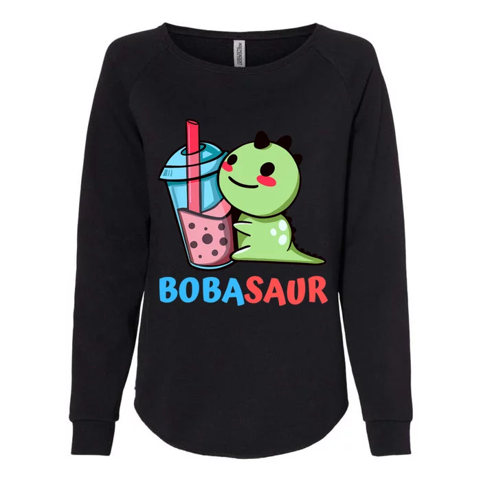 Bobasaur Bubble Tea Boba Dinosaur Kawaii Cute Dino Pun Womens California Wash Sweatshirt