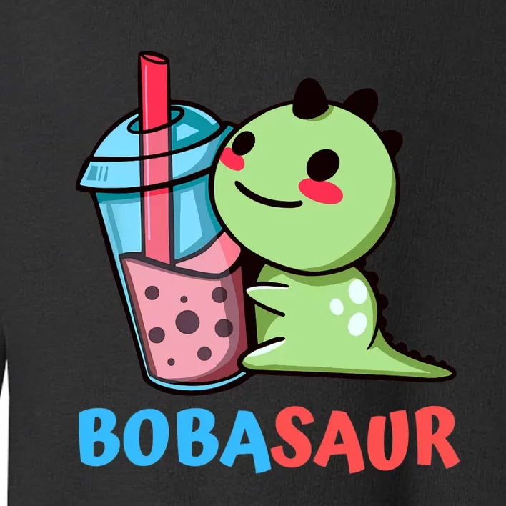 Bobasaur Bubble Tea Boba Dinosaur Kawaii Cute Dino Pun Toddler Sweatshirt