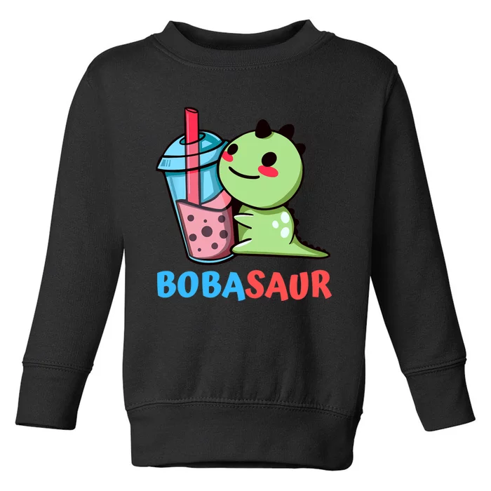 Bobasaur Bubble Tea Boba Dinosaur Kawaii Cute Dino Pun Toddler Sweatshirt