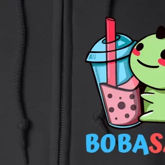 Bobasaur Bubble Tea Boba Dinosaur Kawaii Cute Dino Pun Full Zip Hoodie