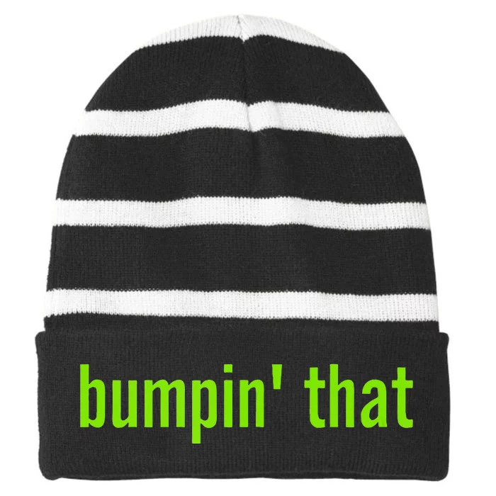 Bratty Bumpin That Brat Themed Bumper Striped Beanie with Solid Band