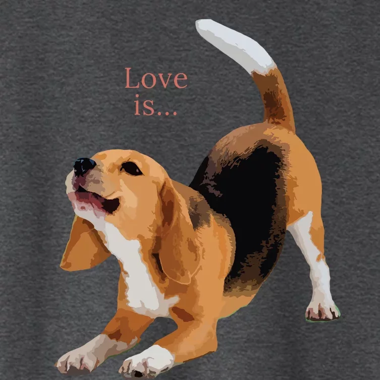 Beagle Beagles Tee Love Is Dog Mom Dad Puppy Pet Cute Women's Crop Top Tee