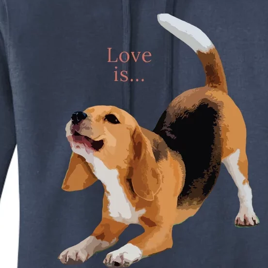 Beagle Beagles Tee Love Is Dog Mom Dad Puppy Pet Cute Women's Pullover Hoodie