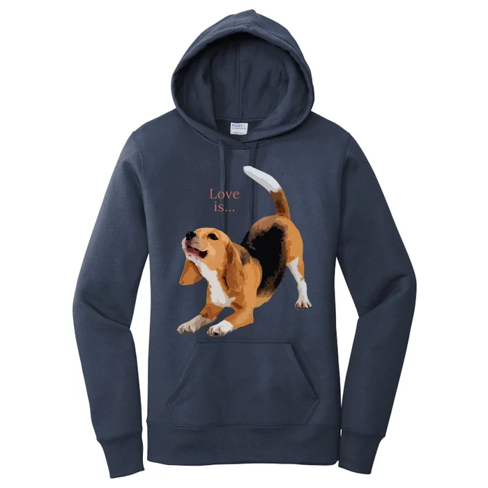 Beagle Beagles Tee Love Is Dog Mom Dad Puppy Pet Cute Women's Pullover Hoodie