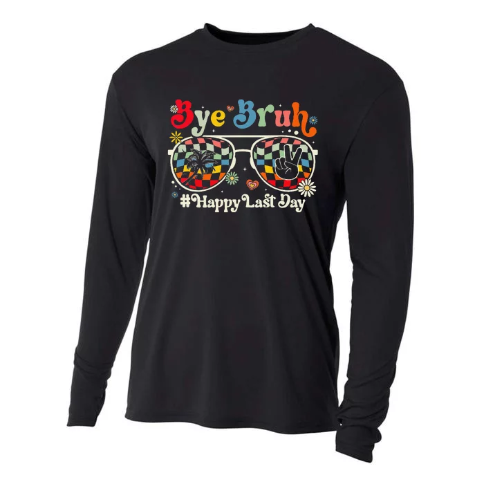 Bye Bruh Teacher Happy Last Day of School Hello Summer Funny Cooling Performance Long Sleeve Crew