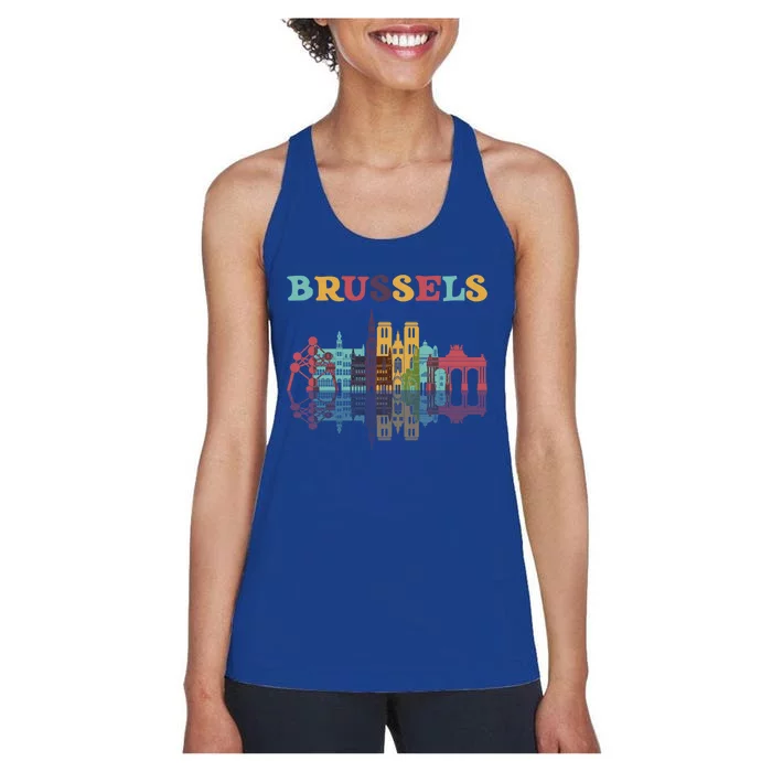 Belgium Brussels Travel Family Vacation Europian Trip Gift Great Gift Women's Racerback Tank