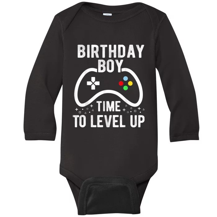 Birthday Boy Time To Level Up Video Game Birthday Gift Baby Long Sleeve Bodysuit