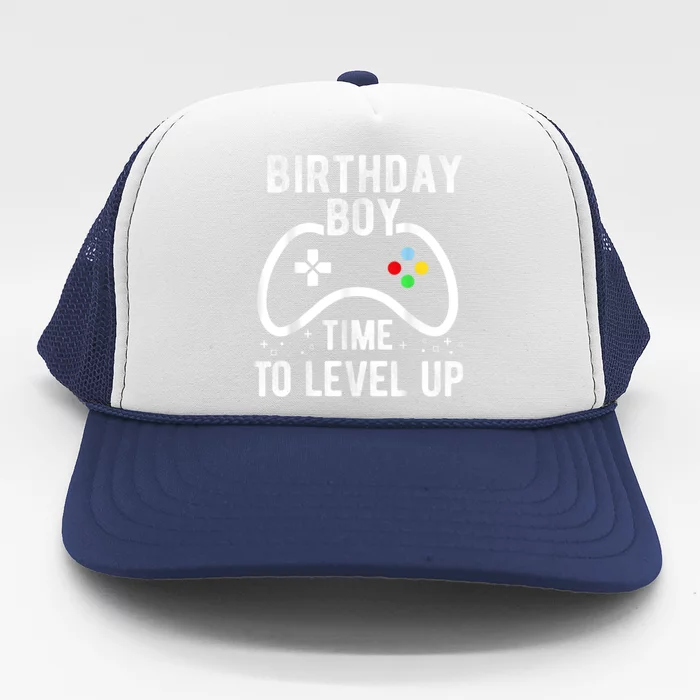 Birthday Boy Time To Level Up Video Game Birthday Gift Trucker Hat