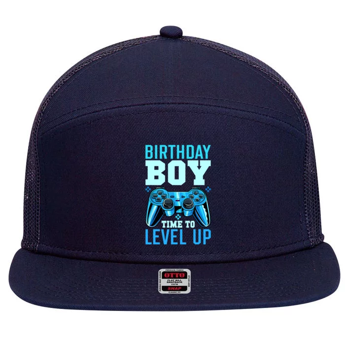 Birthday Boy Time To Level Up Matching Video Gamer Birthday 7 Panel Mesh Trucker Snapback Hat