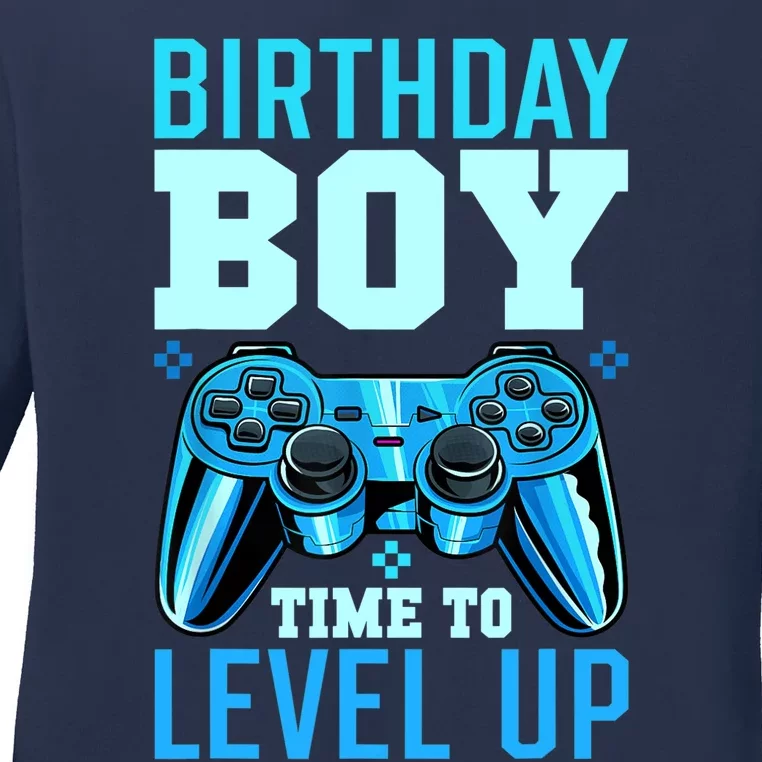 Birthday Boy Time To Level Up Matching Video Gamer Birthday Ladies Long Sleeve Shirt