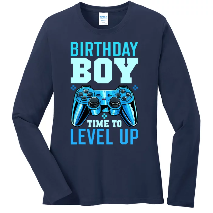 Birthday Boy Time To Level Up Matching Video Gamer Birthday Ladies Long Sleeve Shirt