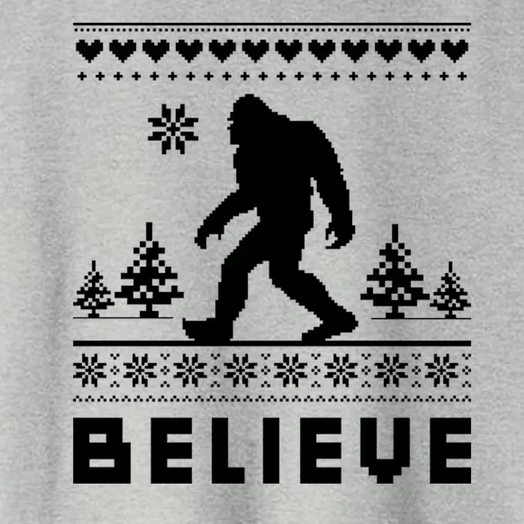 Bigfoot Believe Ugly Christmas Sweater Sasquatch Women's Crop Top Tee