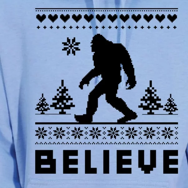 Bigfoot Believe Ugly Christmas Sweater Sasquatch Unisex Surf Hoodie