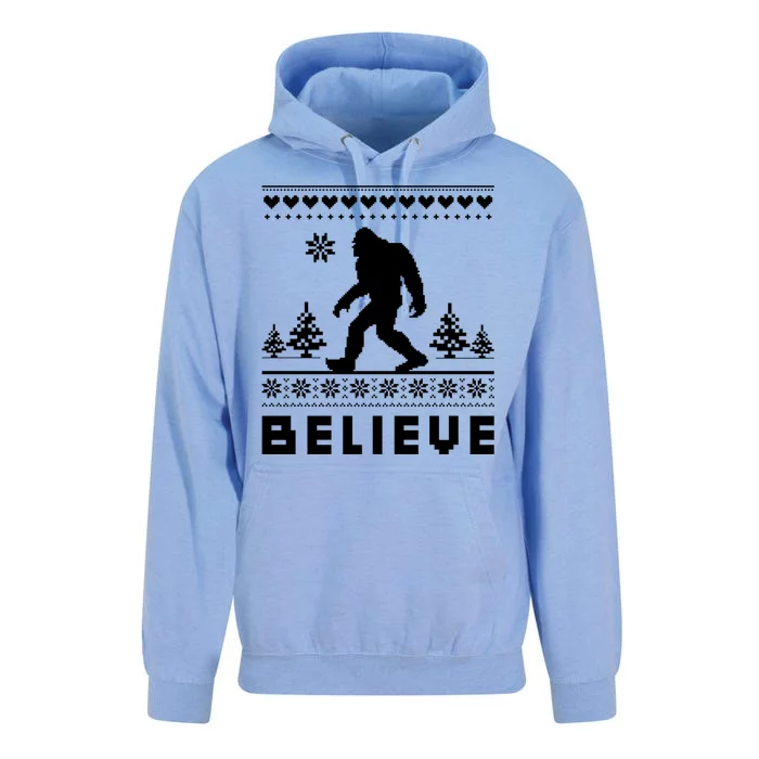 Bigfoot Believe Ugly Christmas Sweater Sasquatch Unisex Surf Hoodie