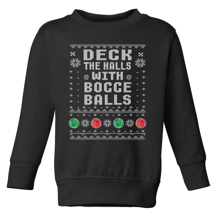 Bocce Balls Ugly Christmas Pattern Italian Gift Toddler Sweatshirt