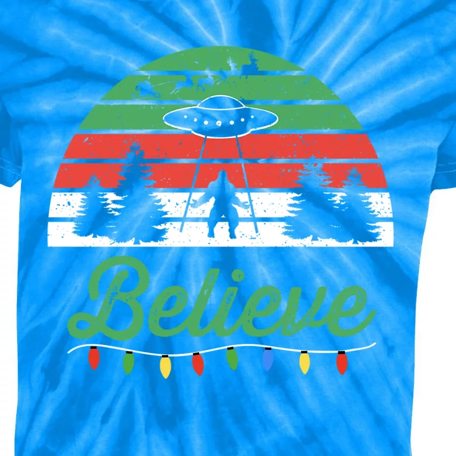 Bigfoot Believe Ufo Aliens Santa Claus Reindeer Christmas Great Gift Kids Tie-Dye T-Shirt