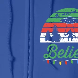 Bigfoot Believe Ufo Aliens Santa Claus Reindeer Christmas Great Gift Full Zip Hoodie