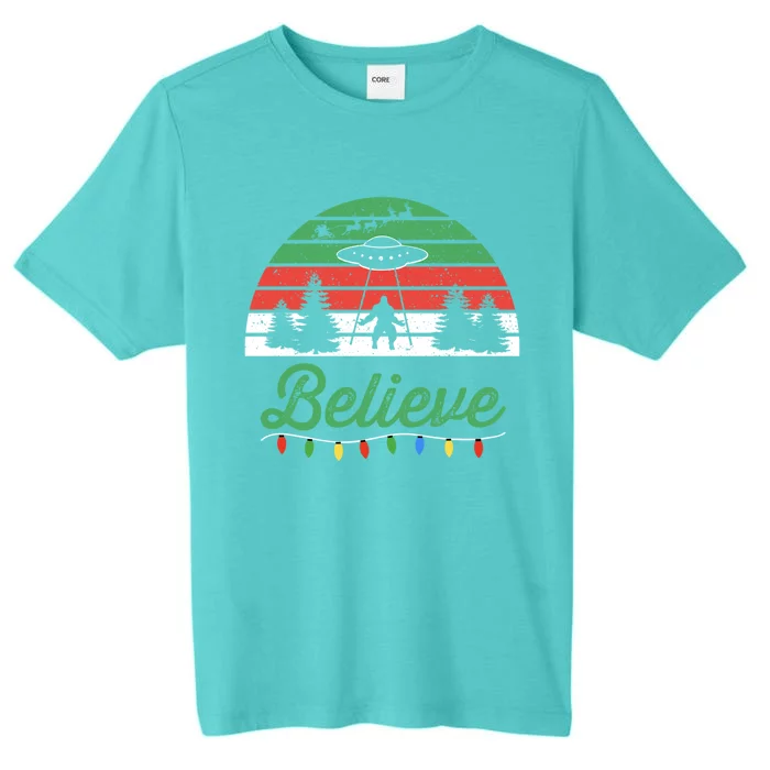 Bigfoot Believe Ufo Aliens Santa Claus Reindeer Christmas Great Gift ChromaSoft Performance T-Shirt