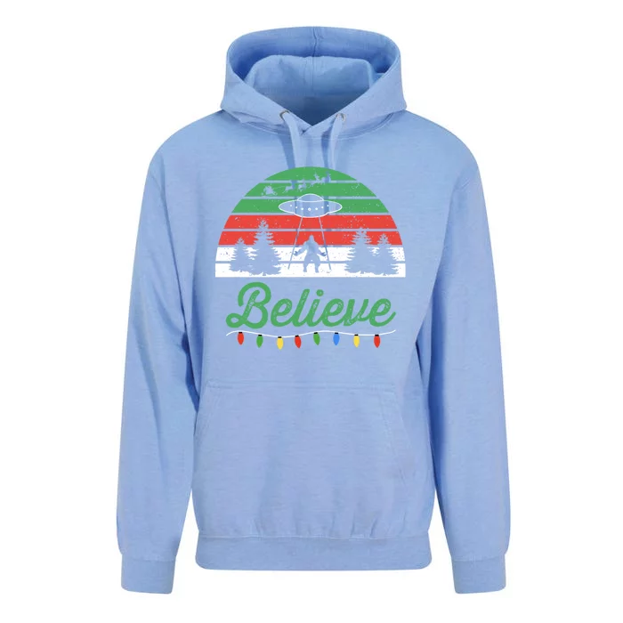 Bigfoot Believe Ufo Aliens Santa Claus Reindeer Christmas Great Gift Unisex Surf Hoodie