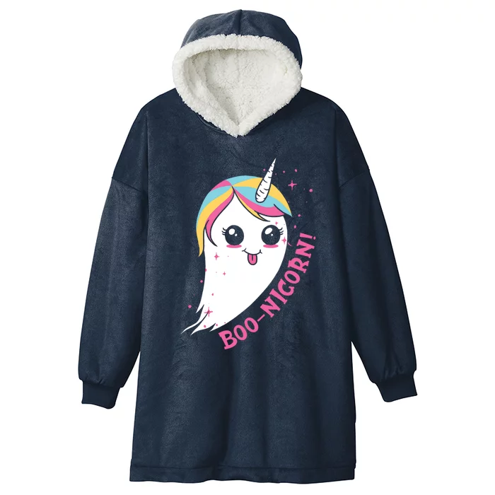 Boonicorn BooNicorn Unicorn Ghost Funny Cute Halloween Boo! Gift Hooded Wearable Blanket