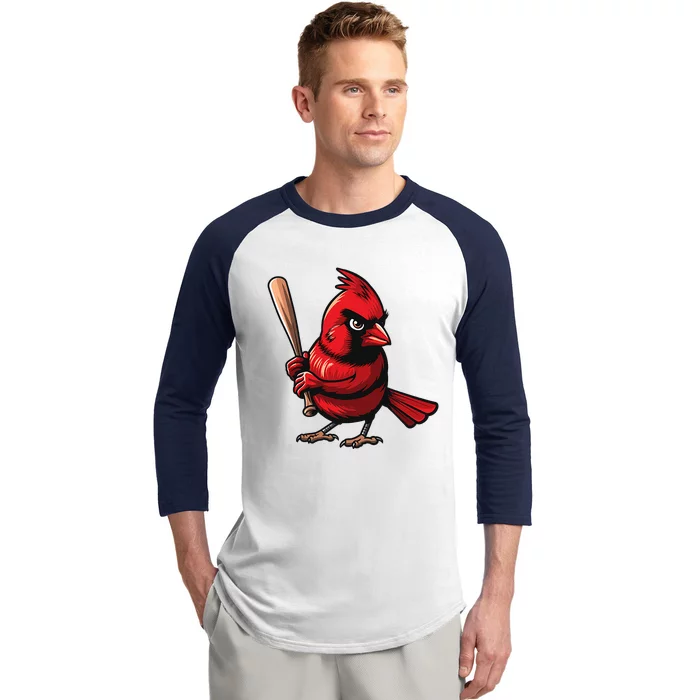 Baseball Bird Vintage Baseball Sports Fan Cardinal Baseball Sleeve Shirt