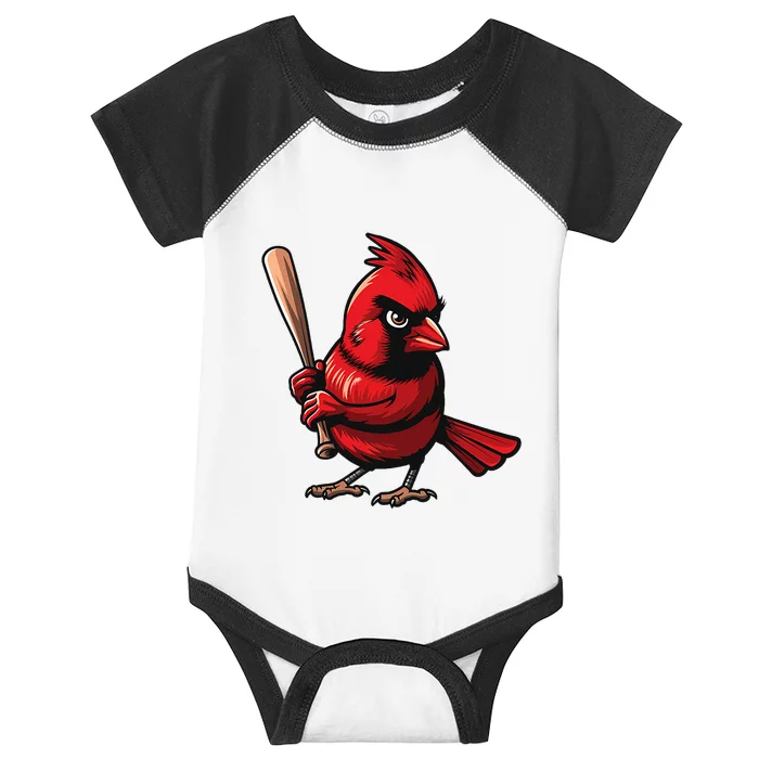 Baseball Bird Vintage Baseball Sports Fan Cardinal Infant Baby Jersey Bodysuit