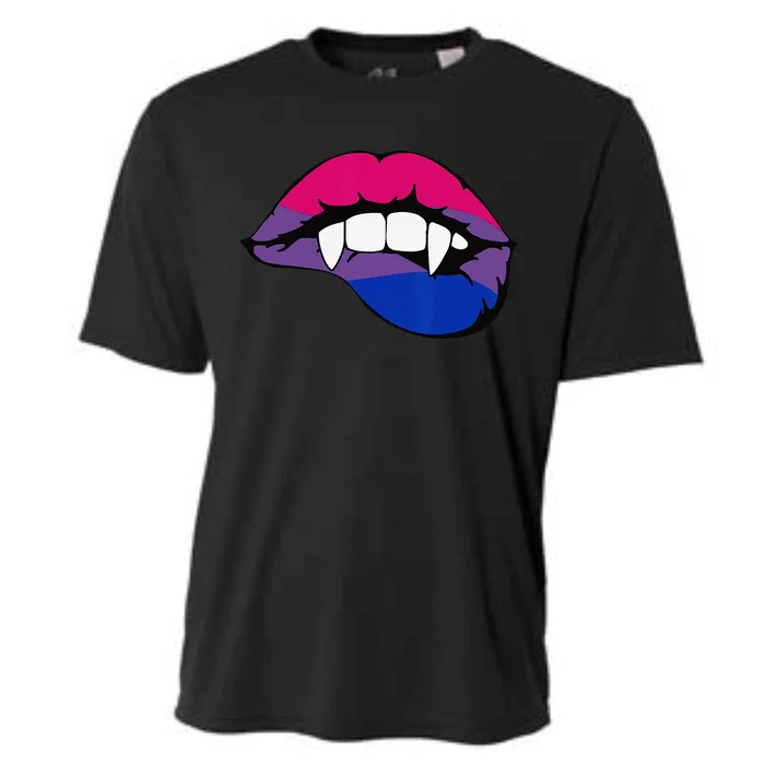 Bisexual Bi Vampire Lips Fangs Costume Easy Halloween Gifts Cooling Performance Crew T-Shirt