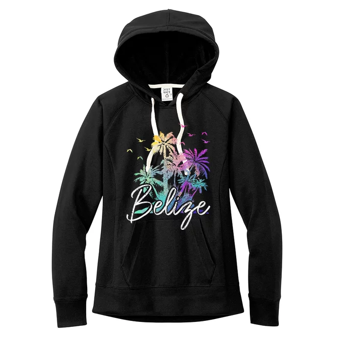 Belize Beach Vintage Palm Trees Vacation Women's Fleece Hoodie