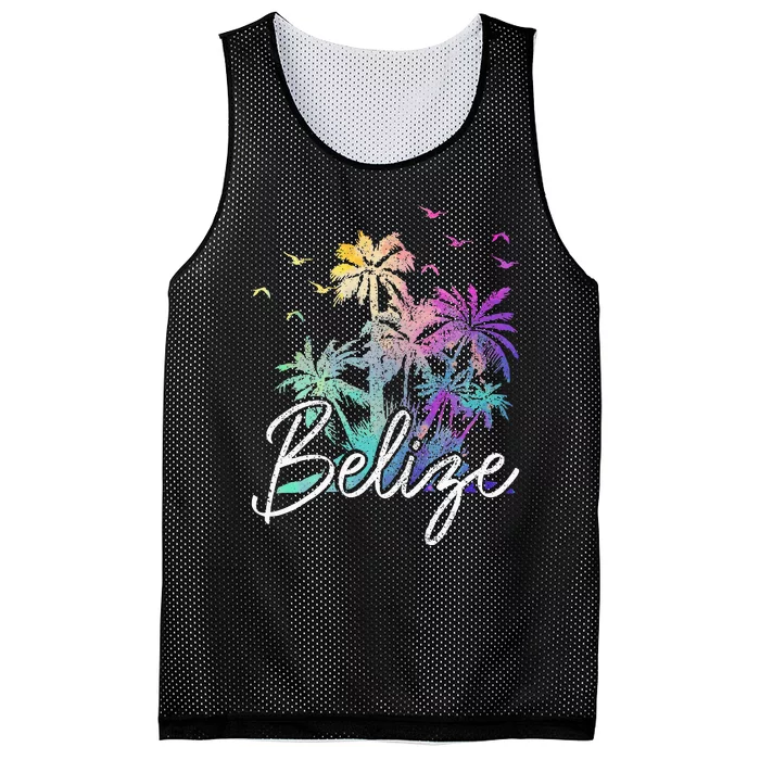 Belize Beach Vintage Palm Trees Vacation Mesh Reversible Basketball Jersey Tank