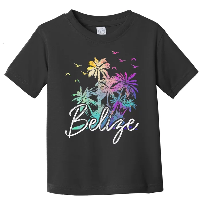 Belize Beach Vintage Palm Trees Vacation Toddler T-Shirt